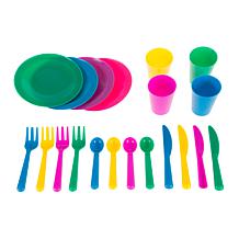 Kids Play Dish Set  27 Piece Tableware Dish Set with Dish Drainer b...