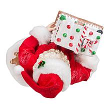Kurt Adler 11" Battery-Operated Santa with Light-Up Gingerbread House