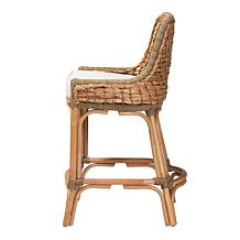 Kyle Natural Rattan Counter Stool with Cushion, 39.6"H