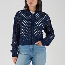 La Joie Crochet Stitch Bomber Jacket