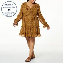 La Joie Lantern Sleeve Tiered Dress