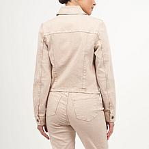 La Joie Marble Denim Cropped Zip-Up Jacket