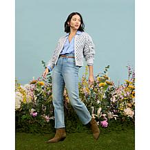 La Joie Notched Waist Straight-Leg Denim Jean
