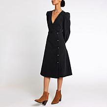 La Joie Puff Sleeve Denim Wrap Dress