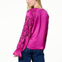 La Joie Schiffly Embroidered Blouse