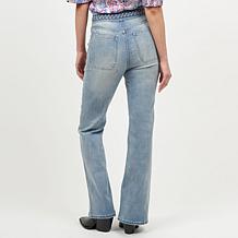La Joie Vertical Slub Braided Belt Flare Leg Jean