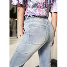 La Joie Vertical Slub Braided Belt Flare Leg Jean