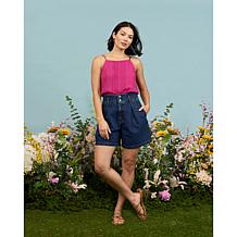 La Joie Woven Crinkled Georgette Pintucked Cami