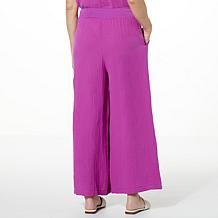 Lacey Chabert Crinkle Wide-Leg Pant