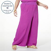 Lacey Chabert Crinkle Wide-Leg Pant