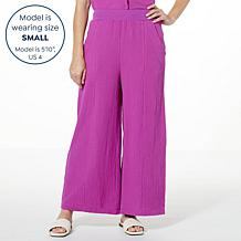 Lacey Chabert Crinkle Wide-Leg Pant