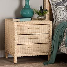 Lanica Japandi Nightstand with Rattan Accents