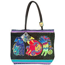Laurel Burch Shoulder Zip Top Tote - Dogs and Doggies