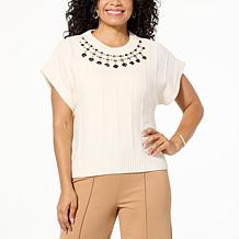LB70 by Lloyd Boston Glimmer & Go Boxy Jeweled Sweater