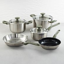 Leo Bolt 8pc Cookware Set with Green Handles
