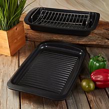 Leo Graphite Ceramic Grill Plate with Handles