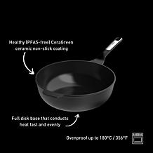Leo Phantom Nonstick Ceramic 11" Wok Pan 4.6qt.