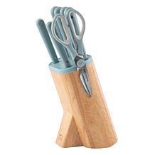 Leo Slate 7pc Knife Block Set with Glossy Handles