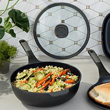 Leo Stone+ 11" and 12" Cast Aluminum Wok Pan with CeraGreen Coating