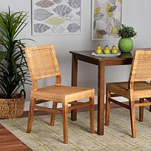 Lesia Dining Chair with Mahogany Frame & Natural Rattan