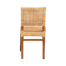 Lesia Dining Chair with Mahogany Frame & Natural Rattan