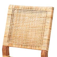 Lesia Mahogany Wood and Rattan Counter Stool
