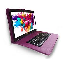 LINSAY 10.1"Octa Core 128GB Tablet Bundle with Purple Style Keyboard