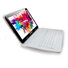 LINSAY 10.1"Octa Core 128GB Tablet Bundle with White Croco Keyboard