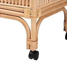 Lombok Natural Rattan Wine Cart with Casters 26.4" W x 15.2" D x 32...