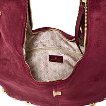 London Fog Lisa Studded Faux Suede Hobo Bag