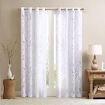Madison Park Averil Sheer Bird Panel Curtain-White-50x84"