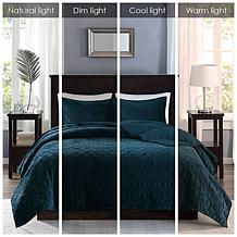 Madison Park Harper Faux Velvet Reversible 3pc Coverlet Set - F/Q