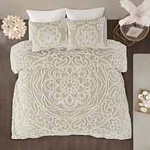 Madison Park Laetitia Tuft Chenille Medallion Comforter Set- Taupe F/Q