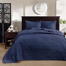Madison Park Quebec King Quilted Bedspread Set - Navy
