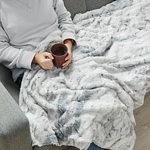 Madison Park Sachi Oversized Faux Fur Throw 60"x70" -  Grey