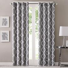 Madison Park Saratoga Fretwork Curtain - Grey - 50"x84"
