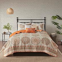 Madison Park Tangiers 6-pc Reversible Coverlet Set- Orange, Full/Queen