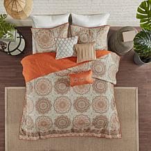 Madison Park Tangiers 6-Piece Reversible Coverlet Set- Orange, K/Cal K