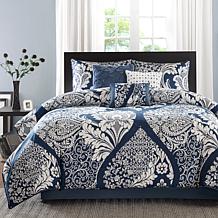 Madison Park Vienna 7-pc Cotton Comforter Set - Indigo, Cal King