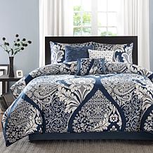 Madison Park Vienna 7-piece Cotton Comforter Set - Indigo, Queen