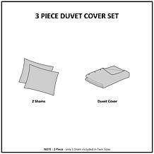 Madison Park Viola 3pc Cotton Chenille Damask Duvet Cover Set - F/Q