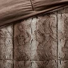 Madison Park Zuri  Faux Fur Comforter Set-Chocolate-F/Q