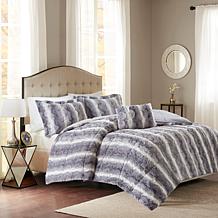 Madison Park Zuri  Faux Fur Comforter Set - Gray - F/Q