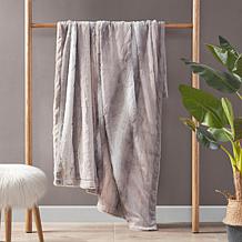 Madison Park Zuri Oversized Faux Fur Throw 60"x70" -  Blush/Grey