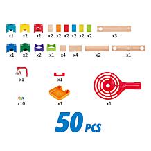 Marble Run Crazy Rollers Wood Building Racetrack, 50 Pieces