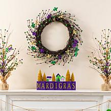 Mardi Gras Wooden Table Decor 14"L Festive Display