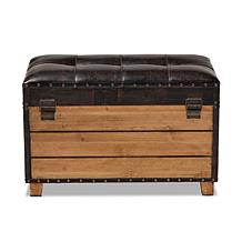 Marelli Faux Leather Upholstered Storage Trunk Ottoman 2-Piece Set