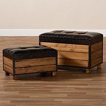 Marelli Faux Leather Upholstered Storage Trunk Ottoman 2-Piece Set