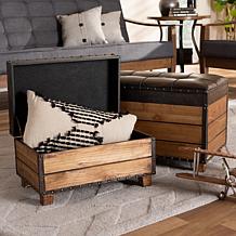Marelli Faux Leather Upholstered Storage Trunk Ottoman 2-Piece Set