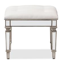 Marielle Fabric Upholstered Mirrored Ottoman Vanity Bench